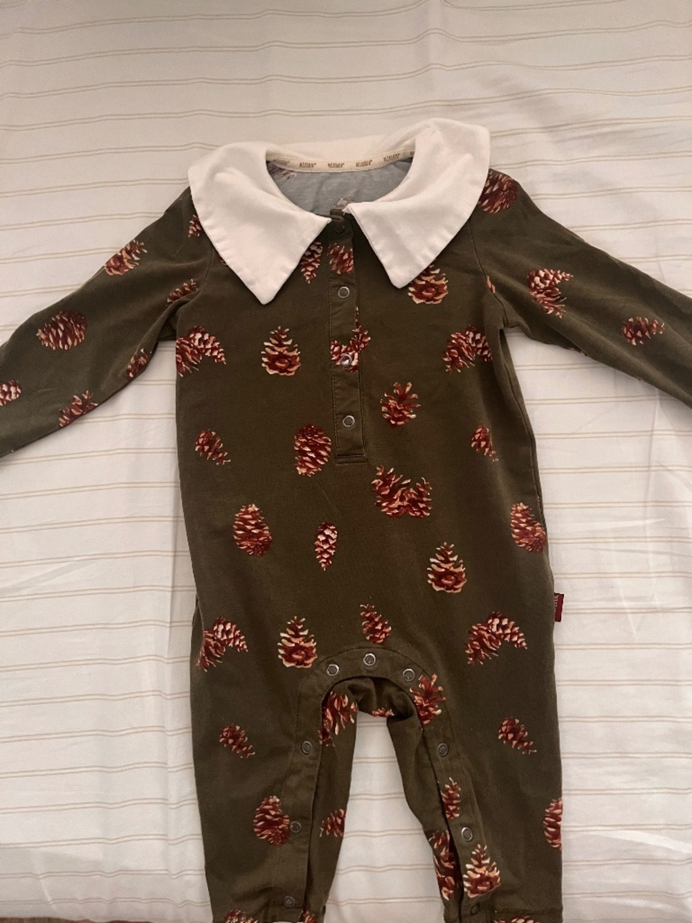 Pinecone Cotton Stretch Collar Long Sleeve Jumpsuit